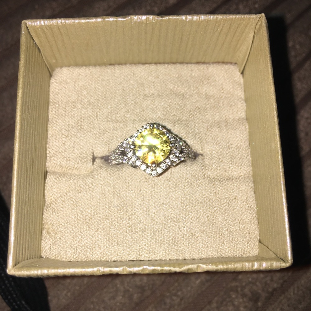 Yellow simulated diamond ring